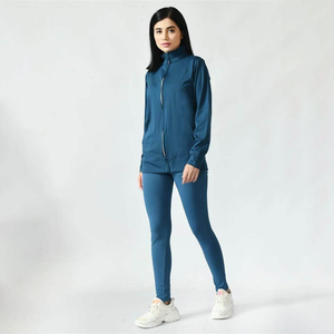 Women's High-Stretch Two-Piece <b>Athletic</b> Tracksuit Set 100% Cotton Breathable Eco-Friendly Fleece Reversible Hip-Hop Winter 220g - Product Image 3