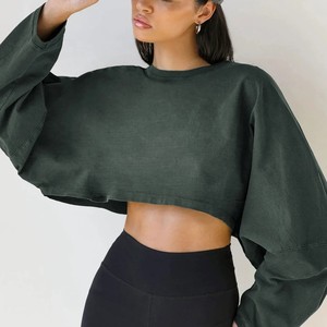 Top corto deportivo para mujer, camisetas sueltas, ropa deportiva de manga larga, ropa de entrenamiento, fitness, primavera y otoño - Product Image 1