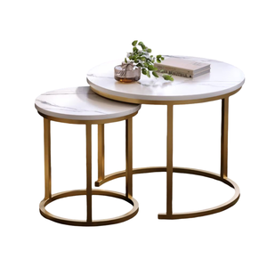 ชุดโต๊ะข้างทรงกลมทำจากโลหะสีทองดีไซน์ทันสมัยสำหรับเฟอร์นิเจอร์บ้านโรงแรม - Product Image 1