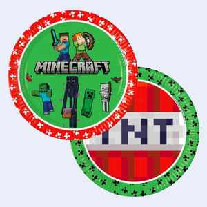 Assiettes jetables Minecraft 23 cm 8 pièces Fournitures de fête - Product Image 1