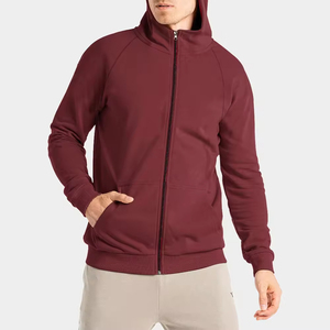 Sweat-shirts à capuche zippés surdimensionnés en molleton 100 % coton personnalisables pour homme, coupe lourde, épaules tombantes, double fermeture éclair, coupe-vent - Product Image 1