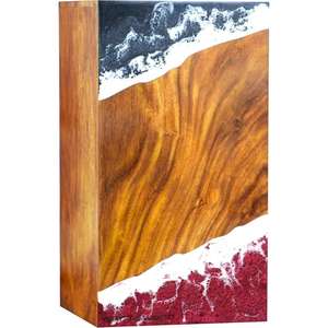 Urne funéraire en bois naturel fabriquée à la main pour cendres Grande urne commémorative avec couvercle sécurisé Urne funéraire unique incrustation de résine souvenir - Product Image 6