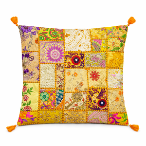 Fundas de Cojín Decorativas Hechas a Mano, 100% Algodón, Diseño de Hojas Cuadradas, Estilo Boho Vintage, para Sofá, Venta al Por Mayor - Product Image 1