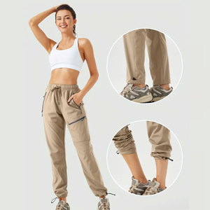 Pantalones cargo holgados rectos sólidos personalizados para mujer, pantalones cargo informales a la moda al por mayor, pantalones cargo con cremallera lateral y cintura elástica - Product Image 3