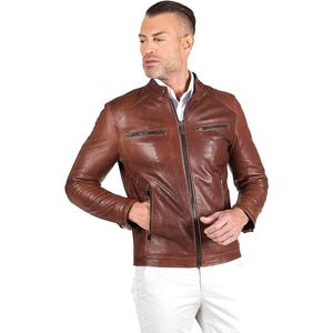 Veste en cuir d'agneau pour homme tendance, vêtement d'extérieur de luxe, cuir souple, veste de motard, design moderne, style urbain décontracté - Product Image 5