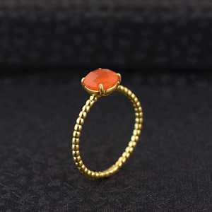 Brass Solid Birthstone Carnelian <b>Crystal</b> Gemstone Invisible Setting Trendy Wedding Finger <b>Ring</b> Jewelry for Women - Product Image 4