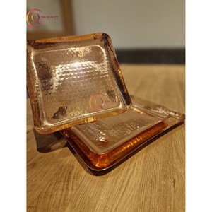 ถาดเสิร์ฟอาหารและจานที่ดีที่สุดสำหรับอาหารถาดเสิร์ฟโลหะทำจากทองแดงทุบเป็นทรงสี่เหลี่ยมผืนผ้า - Product Image 6