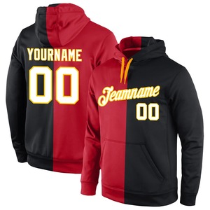 Industrie directe en gros 3D brodé personnalisé cousu gris or-noir fendu mode sport pull sweat à capuche - Product Image 3