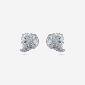 Vintage Trendy 92.5 <b>Silver</b> Earrings 14K Gold Diamond Zircon <b>Studs</b> for Wedding Engagement Party Gold Flower Shape <b>Studs</b> 188353 - Product Image 1