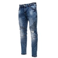 Jean en denim extensible pour homme, 98% coton 2% élasthanne, adouci, poids moyen, effet vieilli, coupe droite, vintage, coupe slim, grande taille, coupe skinny, taille haute, vente en gros