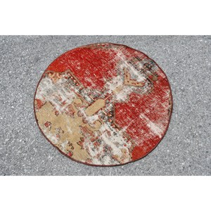 Elégant tapis vintage en laine turque, rouge, beige, motif patchwork, support en Latex, pièce de déclaration parfaite pour la décoration intérieure - Product Image 2