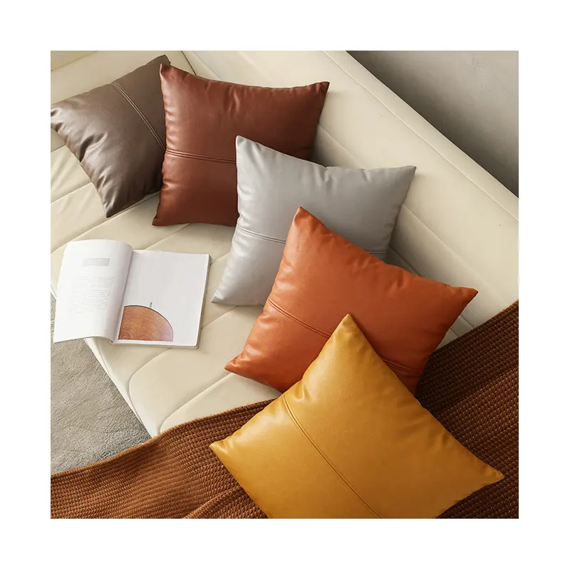 Buti Decorative Throw Pillow Cover Soft imitation leather luxury Cushion Cover Solid color leather pillowcase