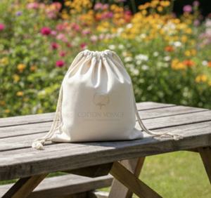 Sac à cordon en coton de qualité supérieure à prix avantageux avec impression de logo personnalisé, prix de gros, matériau solide, sac à cordon en coton - Product Image 3