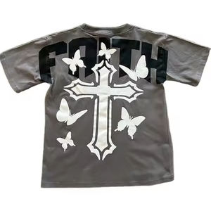 เสื้อยืดแขนสั้นของผู้ชายแบบสั่งทำเสื้อ100% ผ้าฝ้ายระบายอากาศได้ดีพิมพ์ลายวินเทจซักขนาดใหญ่พิเศษผ้าเนื้อหยาบ - Product Image 1