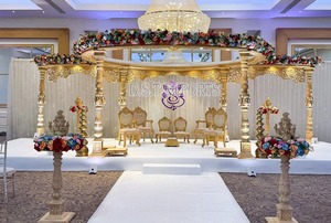 Trending Bollywood Style Wedding Maharani Mandap New Look Bollywood Style Fiber Mandap White Bollywood Round Wedding Mandap - Product Image 2