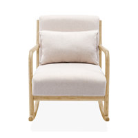 Fauteuil à bascule moderne Pulse Nursery en teck massif recouvert d'un revêtement en mousse de couleur naturelle pour salon