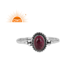 แหวนพลอยทัวร์มาลีนสีชมพูธรรมชาติทำด้วยมือสีเงินออกซิไดซ์ - Product Image 1