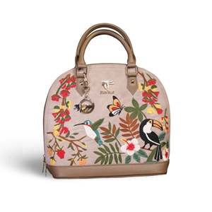 Vegan Leather Luxury Designer Handbag for Women-Stylish Half Moon Tote with Embroidery Zipper Closure 2-2.9L Capacity - Product Image 1