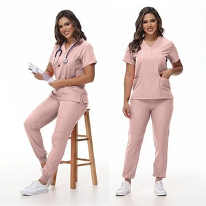 Abrigo de sarga de algodón con cuello unisex, ropa médica con apertura, enfermería, Spa, trabajo veterinario, cómodo, conjuntos de fregado de fusión sin costuras - Product Image 3