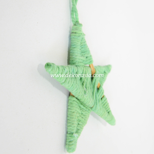 Adornos Navideños de Estrellas Tejidas a Mano, Decoración Colgante Tradicional de Cuerda de Algodón Verde - Product Image 5