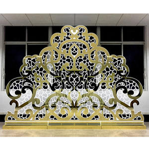 ฉากหลังโลหะสีทองสำหรับงานแต่งงาน,ฉากหลังสำหรับตกแต่งเวทีงานแต่งงานสุดโรแมนติกเฟรมสำหรับการต้อนรับงานแต่งงาน - Product Image 1