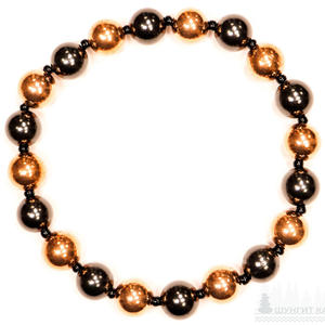 Bracelet shungite avec 10 perles rondes polies Ø 0.32 po (8mm) et 10 perles rondes plaquées cuivre Ø 0.32 po (8mm), 1 sur 1 - Product Image 2