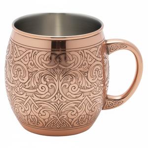 Taza Vintage Chapada en Cobre con Diseño en Relieve, Forrada, Duradera, Apta para Alimentos, para Cócteles y Cerveza, Artículo Clásico para Regalo - Product Image 1