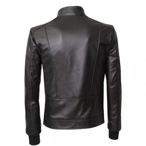 Veste en cuir de mouton coupe ajustée pour hommes de qualité supérieure en ligne d'hiver OEM vente en gros 100% conception mince originale enduite de toile mince - Product Image 2