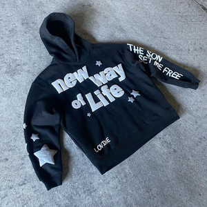 เสื้อฮู้ดดี้แบบซิปครึ่งตัวทรงสลิมฟิตสำหรับผู้ชาย ผ้าคอตตอน/โพลีเอสเตอร์เนื้อหนา คุณภาพสูง สำหรับฤดูหนาว ผลิตตามสั่งจากโรงงานผลิตเสื้อผ้า ลวดลายแบบย้อมสีเอซิด 3 มิติ - Product Image 3