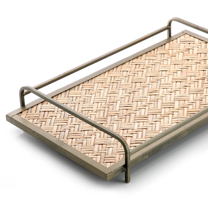 Artisan Rattan Serving <b>Tray</b> With Trendy Sleek Pattern Perfect For Coffee Table Decor Serving <b>Snacks</b> And Drinks - Product Image 5