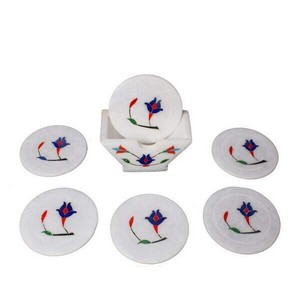 Handcrafted <b>Marble</b> <b>Coasters</b> with Brass Inlay Custom Size Luxury <b>Marble</b> Stone& Metal Inlay Cup <b>Coaster</b> - Product Image 2
