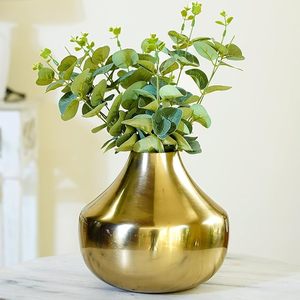 Florero de aluminio con curvas doradas pulidas y suaves, diseñado para hogares minimalistas modernos a bajo precio - Product Image 3