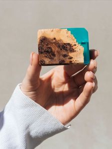 กล่องแหวนเครื่องประดับทำจากเรซินสำหรับงานแต่งงานงานหมั้นทำด้วยมือทำจากไม้และเรซิ่นสองช่องสำหรับงานแต่งงาน - Product Image 3