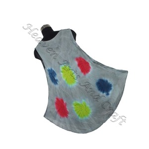 Último Tie Dye Maxi vestido de mujer señora elegante escote redondo sin mangas rayón Maxi vestido Tie Dye largo Maxi vestido hecho a mano - Product Image 6