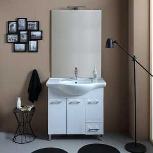 Meuble de salle de bain sur pied de 85 cm avec lavabo et miroir de 80x110 cm, lampe Ravenna incluse - Ensemble de salle de bain - Product Image 1