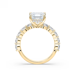 Anillo de Compromiso con Diamante Cultivado en Laboratorio de Corte Asscher de 2.40 CTW, Piedras Laterales Redondas, Certificado IGI, Oro Sólido de 14K, Anillo de Novia de Lujo - Product Image 3