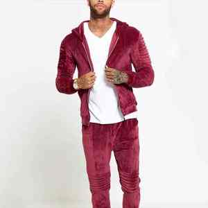 Custom Logo Jogger and Zip-up <b>Hoodie</b> <b>Velour</b> Tracksuits for Men - Product Image 1
