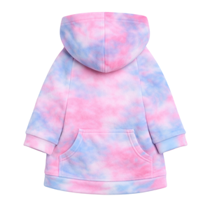 เสื้อฮู้ดดี้กำมะหยี่สำหรับสุนัข สีชมพู-ฟ้า ลายมัดย้อม เนื้อผ้านุ่ม ขนฟู สวมใส่สบาย อุ่นสบาย เหมาะสำหรับสุนัขขนาดกลางถึงใหญ่ ใส่ได้ในช่วงฤดูหนาว - Product Image 5