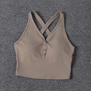 Top deportivo de alto soporte de alta calidad, ropa de entrenamiento para mujer, Sujetador deportivo con cuello en V y espalda cruzada para Yoga - Product Image 3