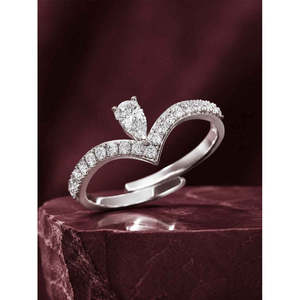 Anillos de Plata de Ley 925 de Primera Calidad para Mujer, Diseño Geométrico Romántico con Diamante Tallado en Forma de Pera, Anillo para Hombre Chapado en Rodio - Product Image 2