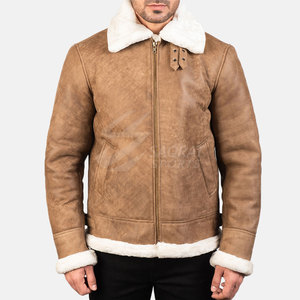 Breathable Lightweight <b>Men</b> Winter <b>Jacket</b> Casual <b>Shearling</b> Cow Skin Leather Front Logo High Quality - Product Image 1