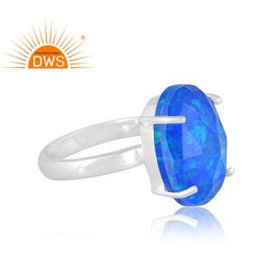 Design chaud en argent Sterling synthétique vert opale de feu bague en pierres précieuses conception personnalisée bijoux pour femmes cadeau pour elle - Product Image 4