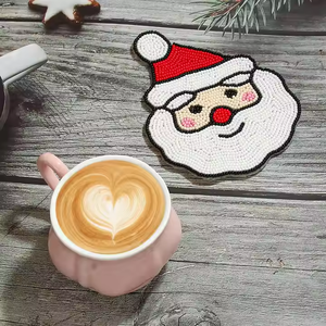 Creative Christmas Style Glass Beads Coasters Handmade <b>Tea</b> Coasters Insulated Coasters Desktop <b>Decoration</b> by MD Handicrafts - Product Image 4