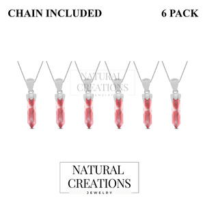 Colgante fino de Plata de Ley 925 de primera calidad y abalorio, corte de lápiz de piedras preciosas de thulita con ajuste de bisel de bloqueo de resorte, paquete de 6 - Product Image 2