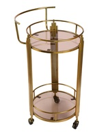 Nouveau chariot de bar à 4 roues en métal pour servir du vin et de la bière Chariot et chariot de service de nourriture antique en or de luxe au design unique à vendre
