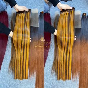 ผมต่อผ้าทอสีเปียโนกระดูกตรงขนาด22นิ้วต่อได้ถึง50% เส้นผมมนุษย์เส้นใยพร้อมส่ง - Product Image 4