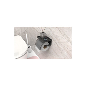 Ensemble d'organisateurs de salle de bain en plastique 3 pièces avec porte-papier toilette, brosse de toilette et poubelle de 12 litres - Product Image 1