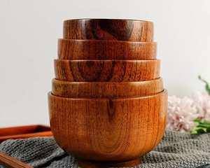 Factory Wholesale Custom Logo Wave Shape Solid Acacia Wood <b>Salad</b> <b>Serving</b> <b>Bowl</b> for Vegetables Fruits <b>Salad</b> - Product Image 3