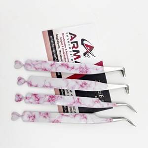 แหนบปลายขนตาสแตนเลสแบบคงทนดีไซน์รูปหัวใจดีไซน์หินอ่อนแบบมืออาชีพ - Product Image 6