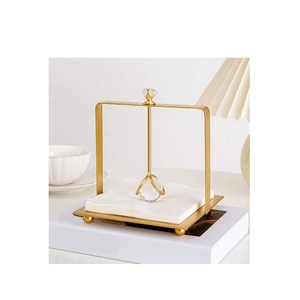 Soporte de pañuelos de Metal ligero de lujo creativo decorativo para sala de estar soporte de pañuelos de Metal de Color dorado elegante - Product Image 1